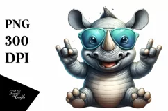 Funny Cute Rhino Smiling | Sunglasses Rocker Product Image 1