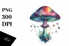 Vibrant Magical Celestial Mushroom, Tarot PNG Product Image 1