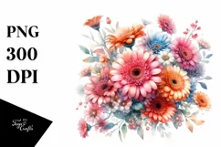 Colorful Gerbera Watercolor Glossy Petals Clipart Product Image 1