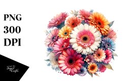 Colorful Gerbera Watercolor Glossy Petals Clipart Product Image 3
