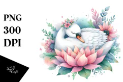 Whimsical Swan Watercolor Sticker | Sublimation | Clipart Product Image 1