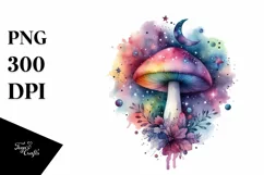 Colorful Watercolor Splash, Magical Mushroom | Sublimation | Product Image 1