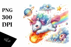 Baby Unicorn Diving PNG Product Image 1
