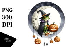 Halloween Frog on Half Moon PNG Product Image 1