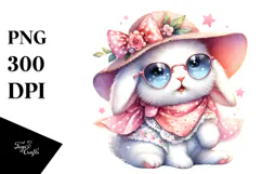 Cute Baby Bunny with Hat, PNG Product Image 1