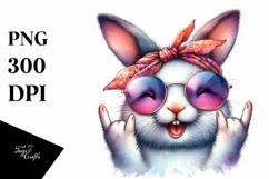 Funny Bunny Smiling Sunglassses Rocker Clipart Product Image 3