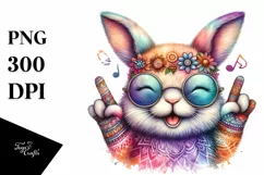 Funny Bunny Smiling Sunglassses Rocker Clipart Product Image 3