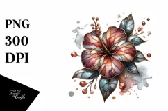 Wooden Stained Hibiscus Watercolor Splash | Sublimation | Product Image 3