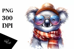 Funny Koala Smiling with Scarf and Sunglasses | Clipart Product Image 3