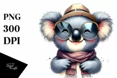 Funny Koala Smiling with Scarf and Sunglasses | Clipart Product Image 1
