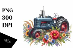Vibrant Tractor with Flowers | Sublimation Clipart Product Image 3