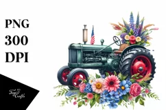 Vibrant Tractor with Flowers | Sublimation Clipart Product Image 3