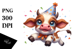 Goofy Baby Calf with Party Hat, Trending PNG Product Image 1