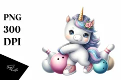 Baby Unicorn Bowling on the Moon | Sublimation | Clipart Product Image 3