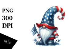 Washed Watercolor Patriotic Gnome USA Colors Product Image 1