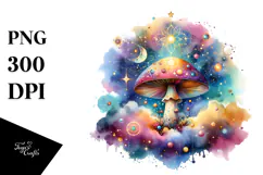 Magical Mushroom Watercolor Sticker | Sublimation | Clipart Product Image 1