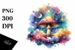 Magical Mushroom Watercolor Sticker | Sublimation | Clipart Product Image 3