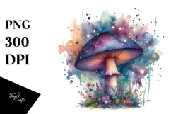 Mystical Celestial Mushroom Watercolor PNG Product Image 1