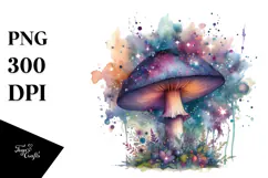 Mystical Celestial Mushroom Watercolor PNG Product Image 1