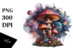 Mystical Celestial Mushroom Watercolor PNG Product Image 1