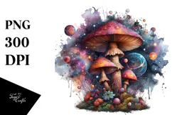 Mystical Celestial Mushroom Watercolor PNG Product Image 1