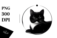 Simple Black Cat Digital Painting, Transparent PNG Product Image 1