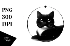 Simple Black Cat Digital Painting, Transparent PNG Product Image 1