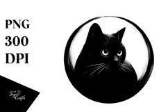 Black Cat Digital Painting PNG Product Image 1