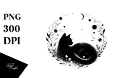 Simple Black Cat Digital Painting, Transparent PNG Product Image 1
