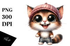 Watercolor Baby Cat Goofy Smile | Sublimation | Clipart Product Image 1