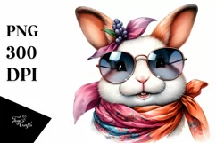 Funny Bunny Portrait with Silk Scarf and Sunglasses | Product Image 1