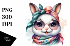 Funny Bunny Portrait with Silk Scarf and Sunglasses | Product Image 3