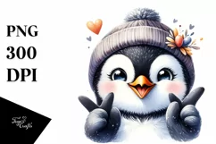 Funny Penguin Smiling with Love Sign | Clipart Product Image 3