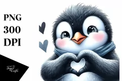 Funny Penguin Smiling with Love Sign | Clipart Product Image 3