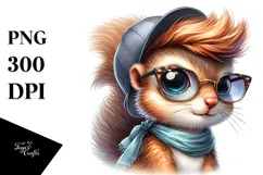 Energetic Baby Squirrel with Cool Hair, PNG Product Image 1