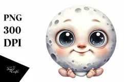 Funny Baby Face Expressive Moon PNG Product Image 1