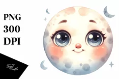 Funny Baby Face Expressive Moon PNG Product Image 3