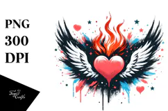 Paintbrush Style Heart with Wings PNG Product Image 1