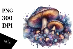 Detailed Mystical Celestial Mushroom PNG Product Image 3