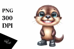 Expressive Shy Baby Otter with Large Shoes Product Image 1