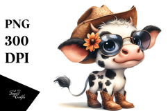 Watercolor Baby Cow Goofy Smile | Sublimation | Clipart Product Image 1