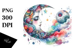 Colorfull Moon Watercolor Clipart Product Image 3