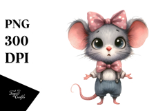 Watercolor Mouse Funny Haircut | Sublimation | Clipart Product Image 1