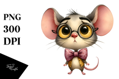 Watercolor Mouse Funny Haircut | Sublimation | Clipart Product Image 1