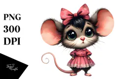 Watercolor Mouse with Funny Haircut | Clipart Product Image 1