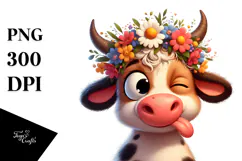 Playful Cartoon Cow PNG Product Image 1