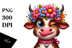 Playful Cartoon Cow PNG Product Image 1