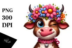 Playful Cartoon Cow PNG Product Image 1