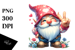 Valentines Gnome in Love, White Space Surrounding PNG Product Image 1