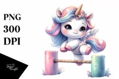 Pastel Cute Baby Unicorn | Playing Gymnastics Product Image 3